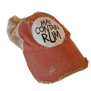 Boho Groove May Contain Rum Hat Orange Beach Girlie Retro Distressed Trucker
